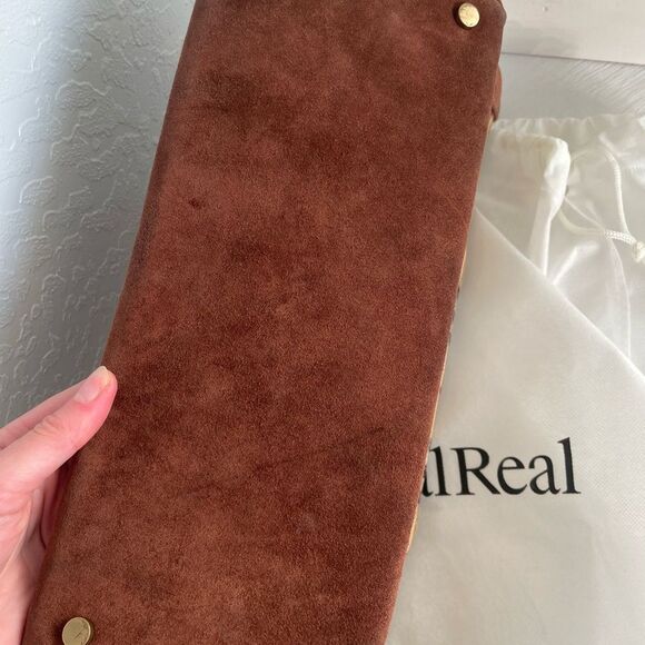AUTHENTIC BURBERRY Brown Suede Leather Tote Bag - Picture 3 of 11